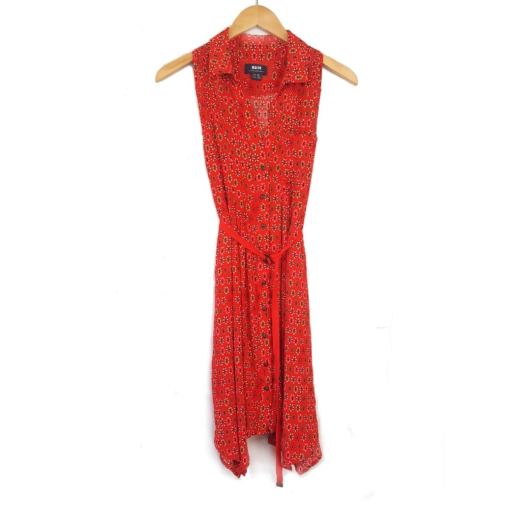 Red Patterned Maeve Midi Dress